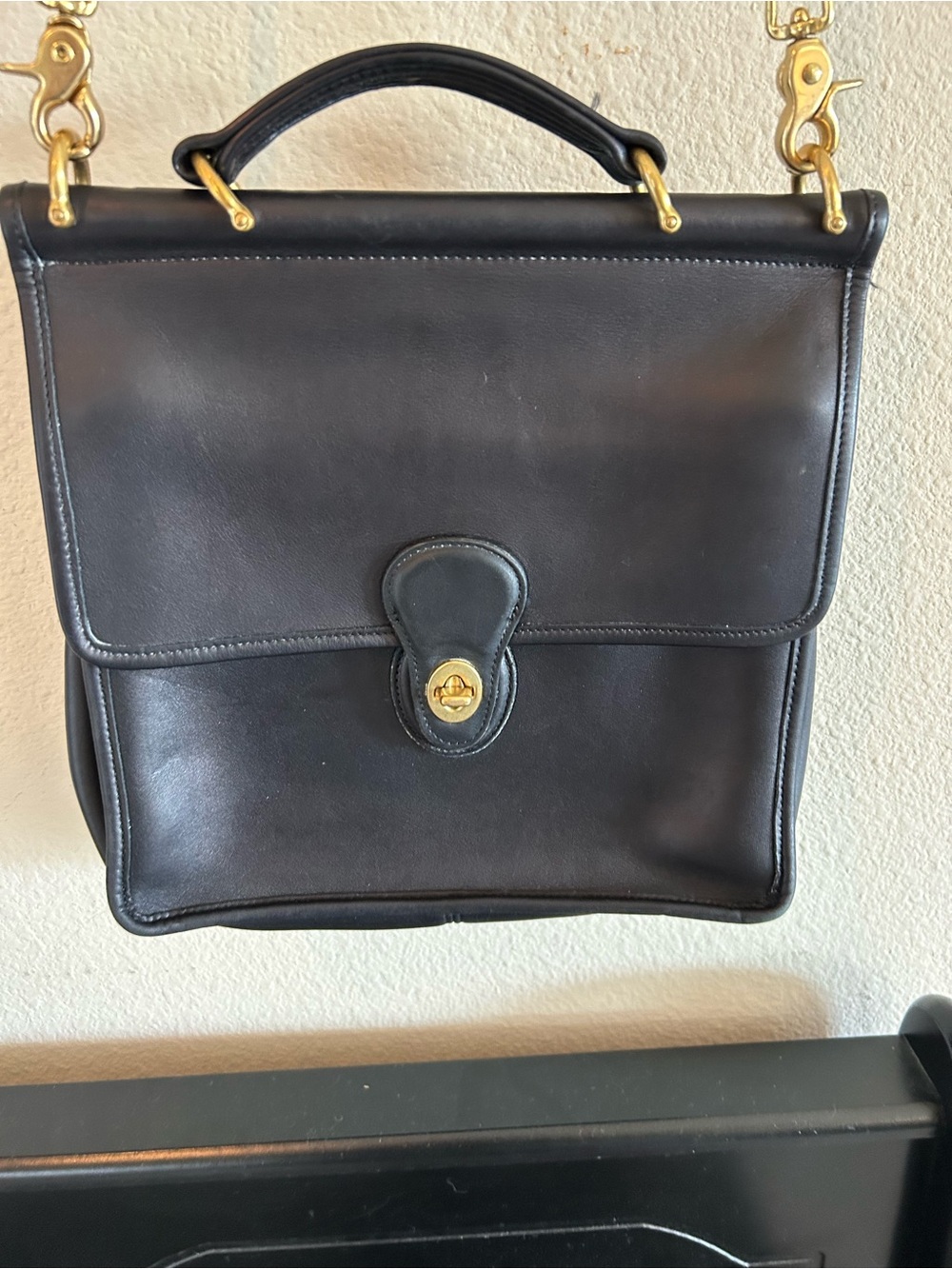 Coach Black Willis Leather Crossbody with Gold Hardware
